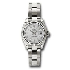 Đồng hồ Rolex White Gold Lady-Datejust Fluted Bezel Silver Index Dial Oyster Bracelet 179179 sso 26mm