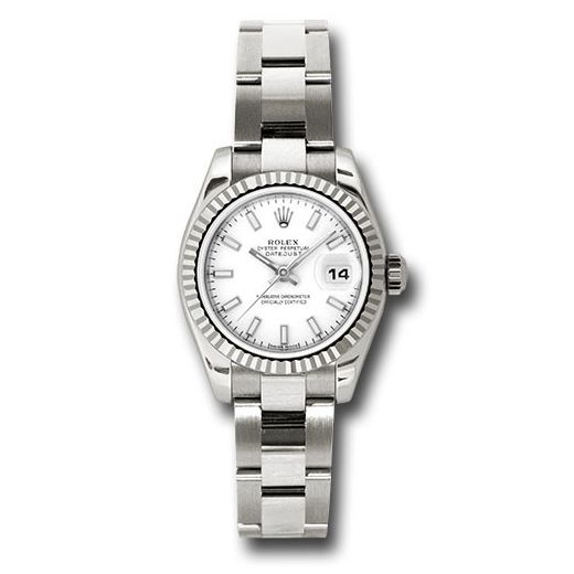 Đồng hồ Rolex White Gold Lady-Datejust Fluted Bezel White Index Dial Oyster Bracelet 179179 wso 26mm