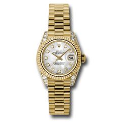 Đồng hồ Rolex Yellow Gold Lady-Datejust Fluted Bezel Mother-Of-Pearl Diamond Dial President Bracelet 179238 mdp 26mm