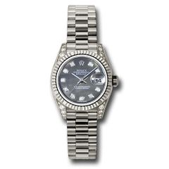 Đồng hồ Rolex White Gold Lady-Datejust Fluted Bezel Dark Mother-Of-Pearl Diamond Dial President Bracelet 179239 dkmdp 26mm