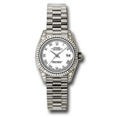 Đồng hồ Rolex White Gold Lady-Datejust Fluted Bezel White Roman Dial President Bracelet 179239 wrp 26mm