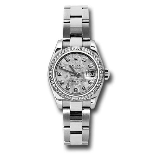 Đồng hồ Rolex Steel & White Gold Lady Datejust 46 Diamond Bezel White Gold Crystal Diamond Dial Oyster Bracelet 179384 gcdo 26mm