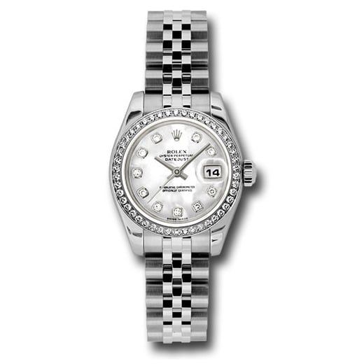 Đồng hồ Rolex Steel & White Gold Lady-Datejust 46 Diamond Bezel Mother-Of-Pearl Diamond Dial Jubilee Bracelet 179384 mdj 26mm