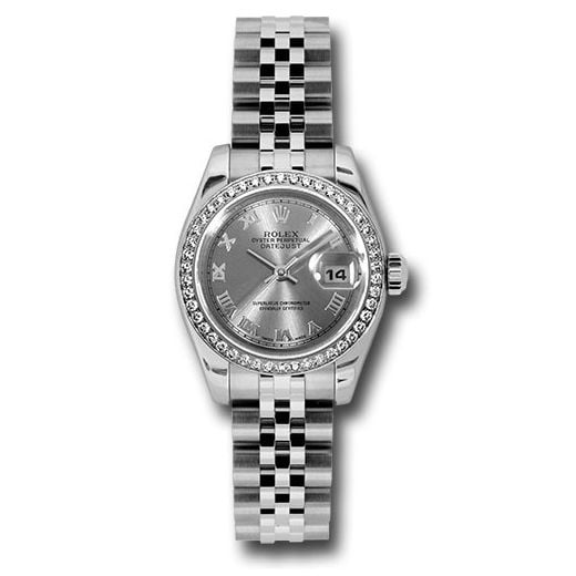 Đồng hồ Rolex Steel & White Gold Lady Datejust 46 Diamond Bezel Rhodium Roman Dial Jubilee Bracelet 179384 rrj 26mm