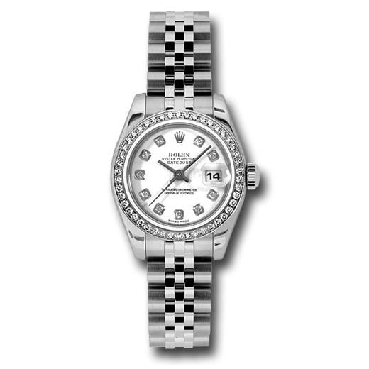 Đồng hồ Rolex Steel & White Gold Lady-Datejust 46 Diamond Bezel White Diamond Dial Jubilee Bracelet 179384 wdj 26mm