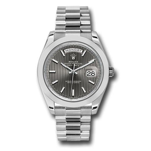 Đồng hồ Rolex 950 Platinum Day-Date Smooth Bezel Dark Rhodium Index Dial President Bracelet 228206 drsmip 40mm