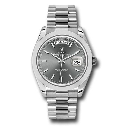 Đồng hồ Rolex Platinum Day-Date Smooth Bezel Slate Index Dial President Bracelet 228206 slip 40mm