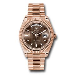 Đồng hồ Rolex Everose Gold Day-Date Fluted Bezel Chocolate Diagonal Motif Index Dial President Bracelet 228235 chodmip 40mm