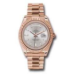 Đồng hồ Rolex Everose Gold Day-Date Fluted Bezel Sundust Baguette-Cut Diamond Dial President Bracelet 228235 sdbdp 40mm