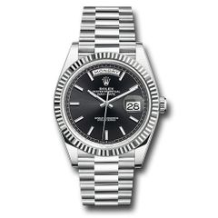 Đồng hồ Rolex Platinum Day-Date Fluted Bezel Bright Black Index Dial President Bracelet 228236 bkip 40mm