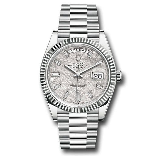 Đồng hồ Rolex Platinum Day-Date Fluted Bezel Meteorite Dial President Bracelet 228236 mtbdp 40mm
