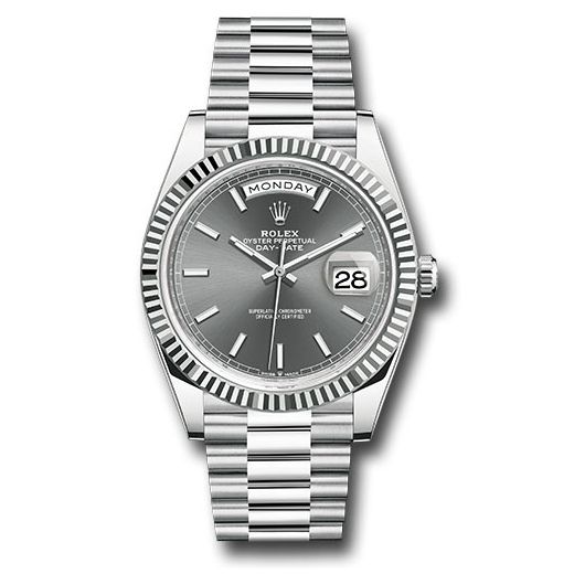 Đồng hồ Rolex Platinum Day-Date Fluted Bezel Slate Index Dial President Bracelet 228236 slip 40mm