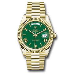 Đồng hồ Rolex Yellow Gold Day-Date Fluted Bezel Green Roman Dial President Bracelet 228238 grrp 40mm