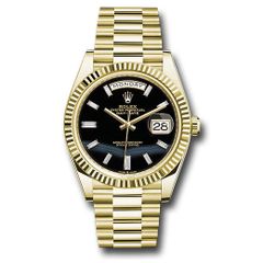 Đồng hồ Rolex Yellow Gold Day-Date Fluted Bezel Onyx Dial President Bracelet 228238 onbdp 40mm