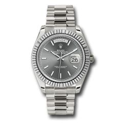 Đồng hồ Rolex White Gold Day-Date Fluted Bezel Slate Index Dial President Bracelet 228239 slip 40mm