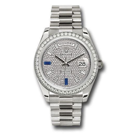 Đồng hồ Rolex White Gold Day-Date Diamond Bezel Diamond Paved Baguette Diamond Dial President Bracelet 228349RBR dp7d2sp 40mm