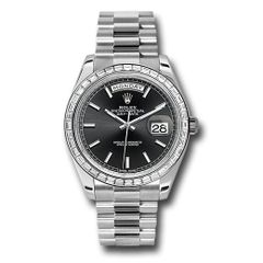 Đồng hồ Rolex 950 Platinum Day-Date Baguette-Cut Diamonds Bezel Black Index Dial President Bracelet 228396TBR bkip 40mm