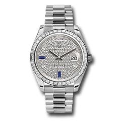 Đồng hồ Rolex Platinum Day-Date Baguette-Cut Diamond Bezel Diamond & Sapphire Paved Diamond Dial President Bracelet 228396tbr dp7d2sp 40mm