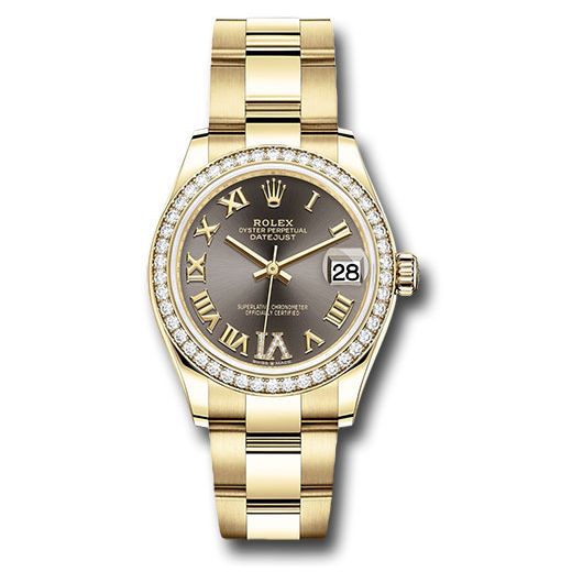 Đồng hồ Rolex Yellow Gold Datejust Diamond Bezel Dark Grey Diamond Six Dial Oyster Bracelet 278288RBR dkgdr6o 31mm