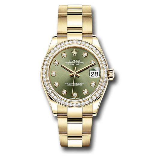 Đồng hồ Rolex Yellow Gold Datejust Diamond Bezel Olive Green Diamond Dial Oyster Bracelet 278288RBR ogdo 31mm