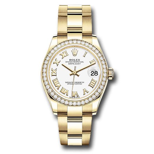 Đồng hồ Rolex Yellow Gold Datejust Diamond Bezel White Roman Dial Oyster Bracelet 278288RBR wro 31mm