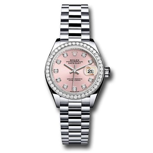 Đồng hồ Rolex Platinum Lady-Datejust 44 Diamond Bezel Pink Diamond Dial President Bracelet 279136RBR pdp 28mm