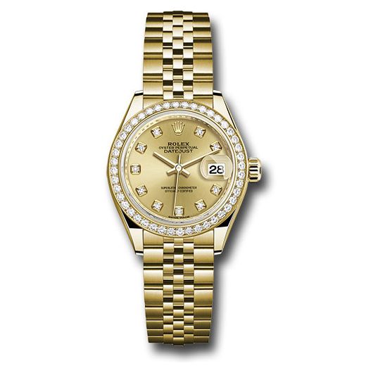 Đồng hồ Rolex Yellow Gold Lady-Datejust 44 Diamond Bezel Champagne Diamond Dial Jubilee Bracelet 279138RBR chdj 28mm