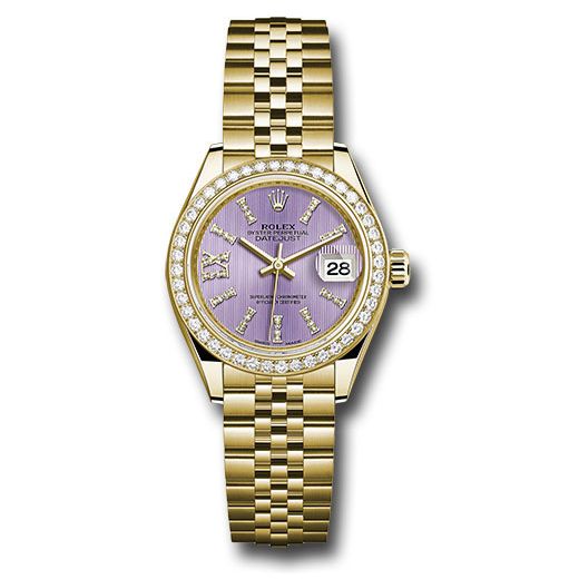 Đồng hồ Rolex Yellow Gold Lady-Datejust 44 Diamond Bezel Lilac Stripe Diamond Index Dial Jubilee Bracelet 279138RBR lils36dix8dj 28mm