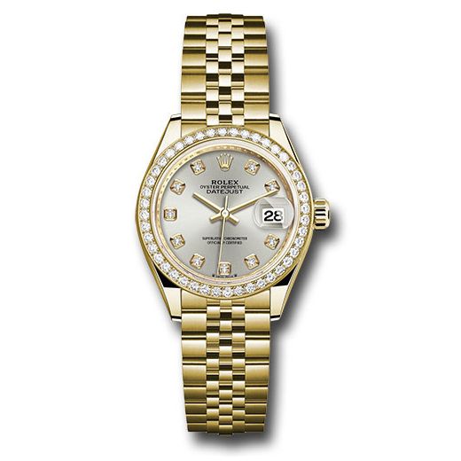 Đồng hồ Rolex Yellow Gold Lady-Datejust 44 Diamond Bezel Silver Diamond Dial Jubilee Bracelet 279138rbr sdj 28mm