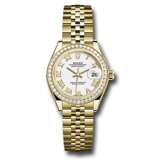Đồng hồ Rolex Yellow Gold Lady-Datejust 44 Diamond Bezel White Roman Dial Jubilee Bracelet 279138RBR wrj 28mm