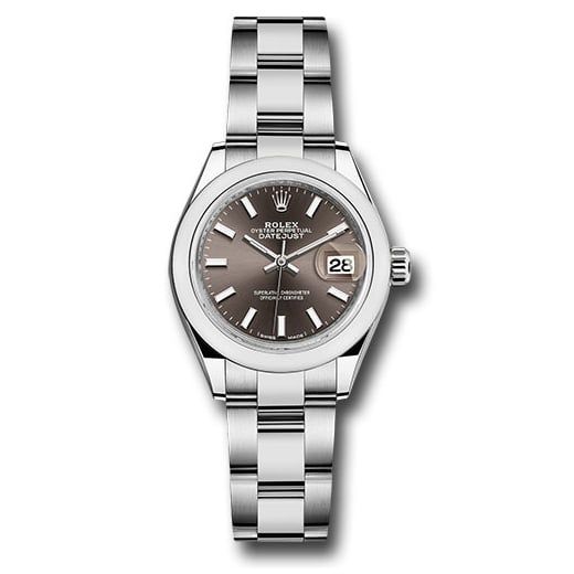 Đồng hồ Rolex Steel Lady-Datejust Domed Bezel Dark Grey Index Dial Oyster Bracelet 279160 dgio 28mm