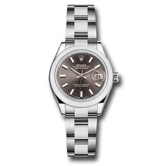 Đồng hồ Rolex Steel Lady-Datejust Domed Bezel Dark Grey Index Dial Oyster Bracelet 279160 dgio 28mm
