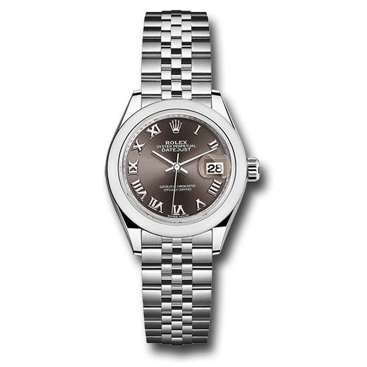 Đồng hồ Rolex Steel Lady-Datejust Domed Bezel Dark Grey Roman Dial Jubilee Bracelet 279160 dgrj 28mm