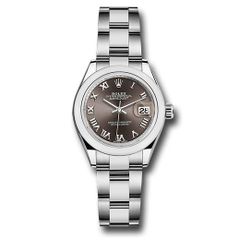 Đồng hồ Rolex Steel Lady-Datejust Domed Bezel Dark Grey Roman Dial Oyster Bracelet 279160 dgro 28mm
