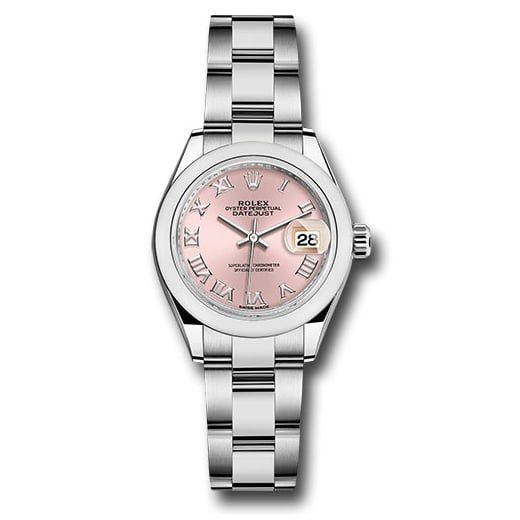 Đồng hồ Rolex Steel Lady-Datejust Domed Bezel Pink Roman Dial Oyster Bracelet 279160 pro 28mm