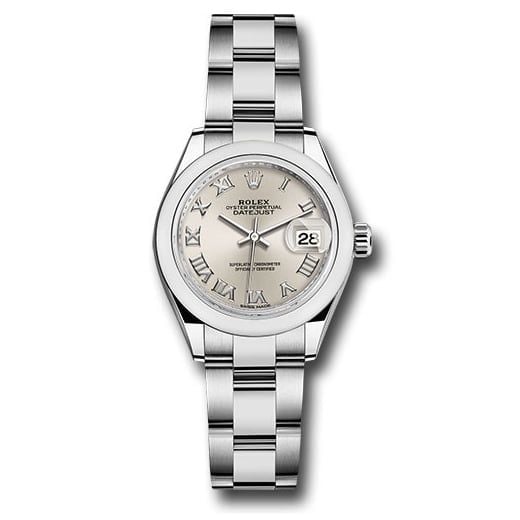 Đồng hồ Rolex Steel Lady-Datejust Domed Bezel Silver Roman Dial Oyster Bracelet 279160 sro 28mm