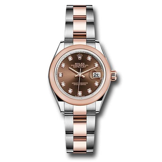 Đồng hồ Rolex Steel & Everose Gold Rolesor Lady-Datejust Domed Bezel Chocolate Diamond Dial Oyster Bracelet 279161 chodo 28mm