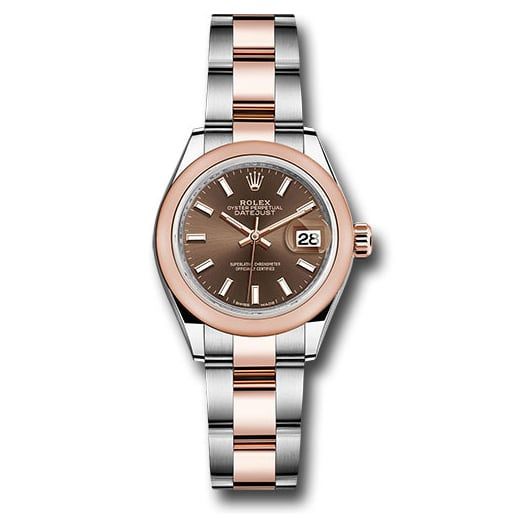 Đồng hồ Rolex Steel & Everose Gold Rolesor Lady-Datejust Domed Bezel Chocolate Index Dial Oyster Bracelet 279161 choio 28mm