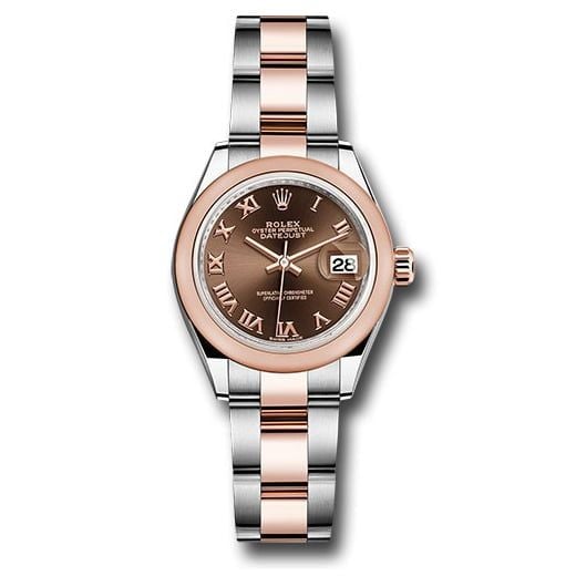 Đồng hồ Rolex Steel & Everose Gold Rolesor Lady-Datejust Domed Bezel Chocolate Roman Dial Oyster Bracelet 279161 choro 28mm