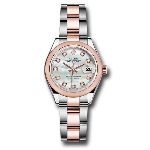 Đồng hồ Rolex Steel & Everose Gold Rolesor Lady-Datejust Bezel White Mother-Of-Pearl Diamond Dial Oyster Bracelet 279161 mdo 28mm