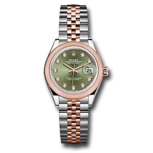 Đồng hồ Rolex Steel & Everose Gold Rolesor Lady-Datejust Domed Bezel Olive Green Diamond Dial Jubilee Bracelet 279161 ogdj 28mm