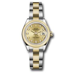 Đồng hồ Rolex Steel & Yellow Gold Rolesor Lady-Datejust Domed Bezel Champagne Diamond Dial Oyster Bracelet 279163 chdo 28mm