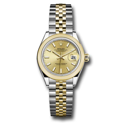 Đồng hồ Rolex Steel & Yellow Gold Rolesor Lady-Datejust Domed Bezel Champagne Index Dial Jubilee Bracelet 279163 chij 28mm