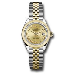 Đồng hồ Rolex Steel & Yellow Gold Rolesor Lady-Datejust Domed Bezel Champagne Roman Dial Jubilee Bracelet 279163 chrj 28mm