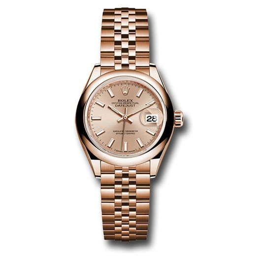 Đồng hồ Rolex Everose Gold Lady-Datejust Domed Bezel Pink Sundust Index Dial Jubilee Bracelet 279165 pij 28mm