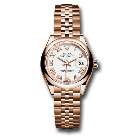 Đồng hồ Rolex Everose Gold Lady-Datejust Domed Bezel White Roman Dial Jubilee Bracelet 279165 wrj 28mm