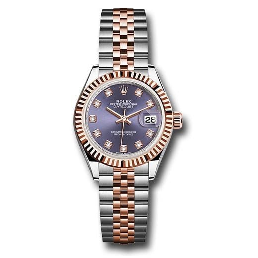 Đồng hồ Rolex Steel & Everose Gold Rolesor Lady-Datejust Fluted Bezel Aubergine Diamond Dial Jubilee Bracelet 279171 audj 28mm