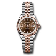 Đồng hồ Rolex Steel & Everose Gold Rolesor Lady-Datejust Fluted Bezel Chocolate Diamond Star Dial Jubilee Bracelet 279171 cho9dix8dj 28mm