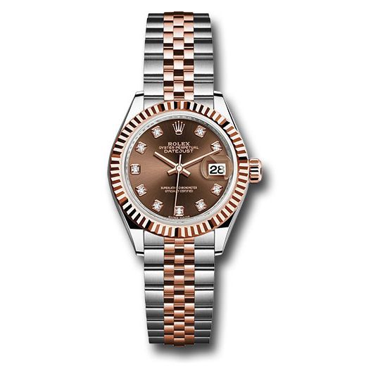 Đồng hồ Rolex Steel & Everose Gold Rolesor Lady-Datejust Fluted Bezel Chocolate Diamond Dial Jubilee Bracelet 279171 chodj 28mm