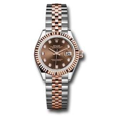 Đồng hồ Rolex Steel & Everose Gold Rolesor Lady-Datejust Fluted Bezel Chocolate Diamond Dial Jubilee Bracelet 279171 chodj 28mm